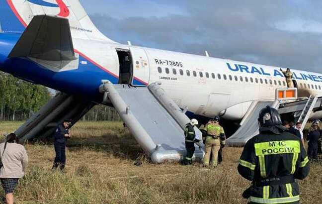 Очевидцы засняли первые минуты после посадки самолета в поле в Новосибирской области